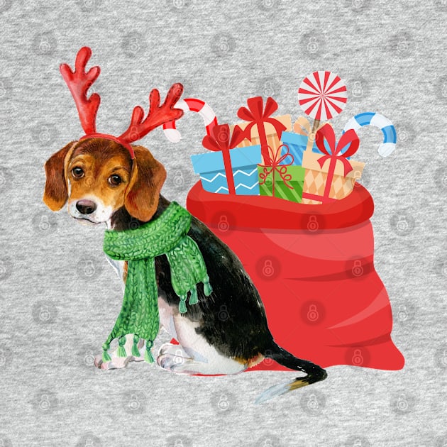 Christmas Beagle by Budwood Designs